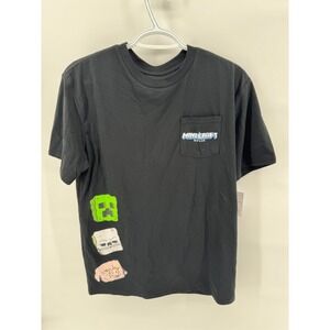Minecraft Movie T-Shirt XL Black Creeper Pig Zombie Pocket Tee Shirt